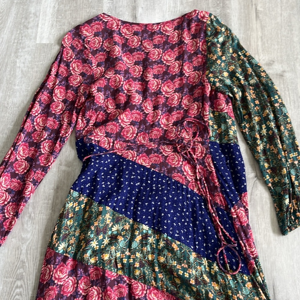 Free People Endless Love Maxi Dress Wrap Long Sleeve Patchwork Boho Women Small - Picture 10 of 16